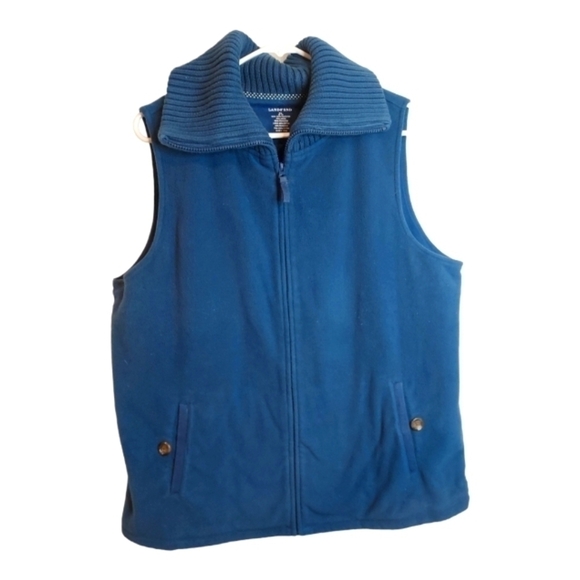 LANDS'END blue shawl color full zip sweater jacket vest sz XL 18 20 - Picture 1 of 7